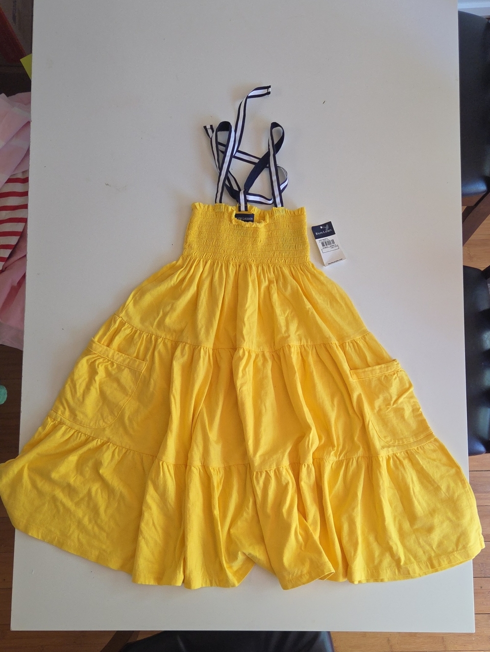 Little Girl's Yellow Tiered Maxi Skirt with Strappy Waistband